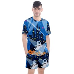 Halloween Ghosts Haunted House Men s Mesh Tee And Shorts Set