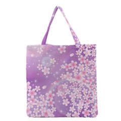 Japanese Sakura Background Grocery Tote Bag by Wegoenart