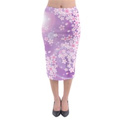 Japanese Sakura Background Midi Pencil Skirt by Wegoenart