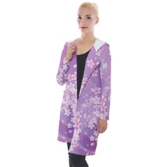 Japanese Sakura Background Hooded Pocket Cardigan