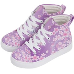 Japanese Sakura Background Kid s Hi-top Skate Sneakers by Wegoenart