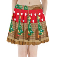 Christmas Room Living Room Pleated Mini Skirt by Wegoenart