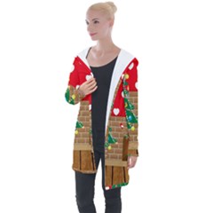 Christmas Room Living Room Longline Hooded Cardigan by Wegoenart