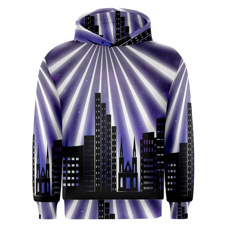 Superhero Background Lights City Men s Overhead Hoodie