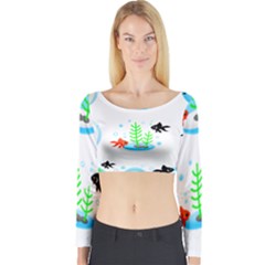 Fishbowl Fish Goldfish Water Long Sleeve Crop Top by Wegoenart