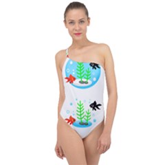 Fishbowl Fish Goldfish Water Classic One Shoulder Swimsuit by Wegoenart