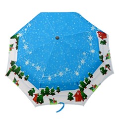 Elf On A Shelf In Sled Snowflakes Folding Umbrellas by Wegoenart