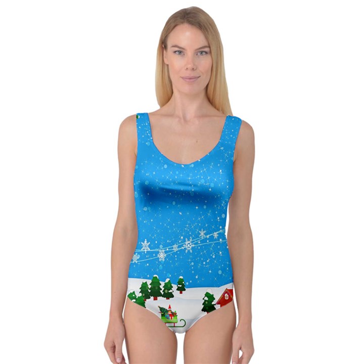 Elf On A Shelf In Sled Snowflakes Princess Tank Leotard 