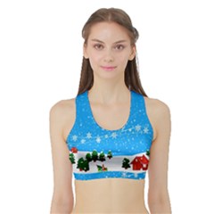 Elf On A Shelf In Sled Snowflakes Sports Bra With Border by Wegoenart