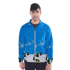 Elf On A Shelf In Sled Snowflakes Windbreaker (men) by Wegoenart