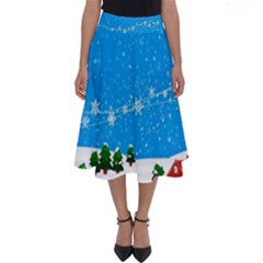 Elf On A Shelf In Sled Snowflakes Perfect Length Midi Skirt by Wegoenart