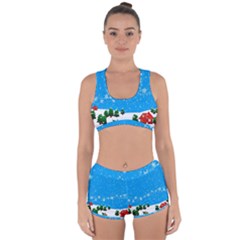 Elf On A Shelf In Sled Snowflakes Racerback Boyleg Bikini Set