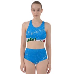 Elf On A Shelf In Sled Snowflakes Racer Back Bikini Set