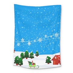 Elf On A Shelf In Sled Snowflakes Medium Tapestry