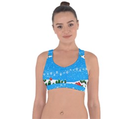 Elf On A Shelf In Sled Snowflakes Cross String Back Sports Bra by Wegoenart