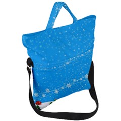 Elf On A Shelf In Sled Snowflakes Fold Over Handle Tote Bag