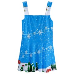 Elf On A Shelf In Sled Snowflakes Kids  Layered Skirt Swimsuit