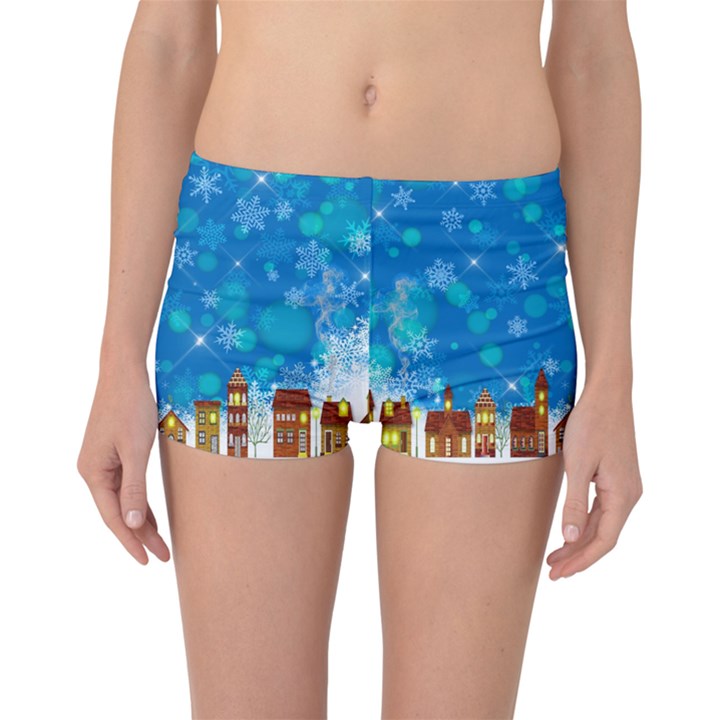 Winter Village Snow Brick Buildings Boyleg Bikini Bottoms