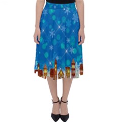 Winter Village Snow Brick Buildings Classic Midi Skirt