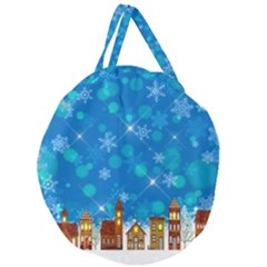 Winter Village Snow Brick Buildings Giant Round Zipper Tote