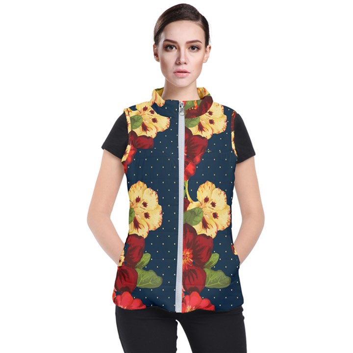 Flowers Vintage Floral Women s Puffer Vest