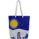 Night Christmas Background Moon Snow Full Print Rope Handle Tote (Small) View2