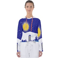 Night Christmas Background Moon Snow Women s Slouchy Sweat by Wegoenart