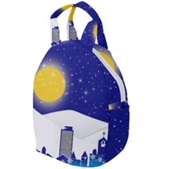 Night Christmas Background Moon Snow Travel Backpacks by Wegoenart