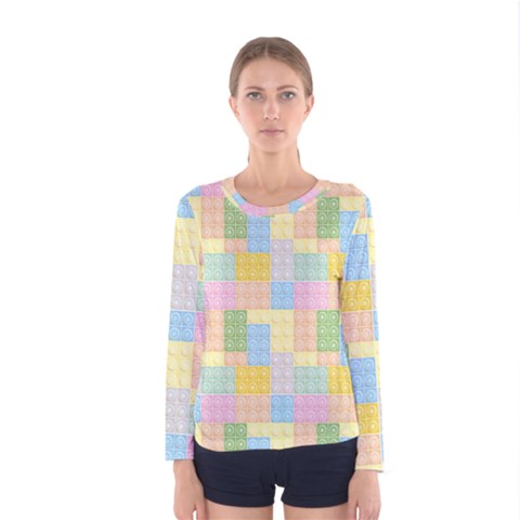 Lego Background Women s Long Sleeve Tee by Wegoenart