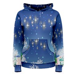 Snowflakes Snowy Landscape Reindeer Women s Pullover Hoodie by Wegoenart