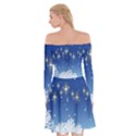 Snowflakes Snowy Landscape Reindeer Off Shoulder Skater Dress View2