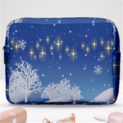 Snowflakes Snowy Landscape Reindeer Make Up Pouch (large) by Wegoenart