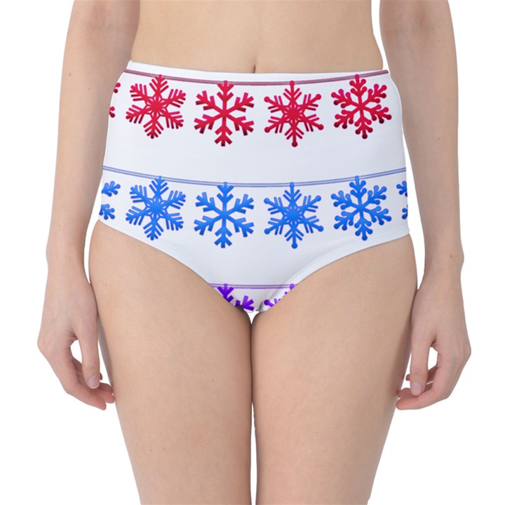 Christmas Snowflake Classic High-Waist Bikini Bottoms