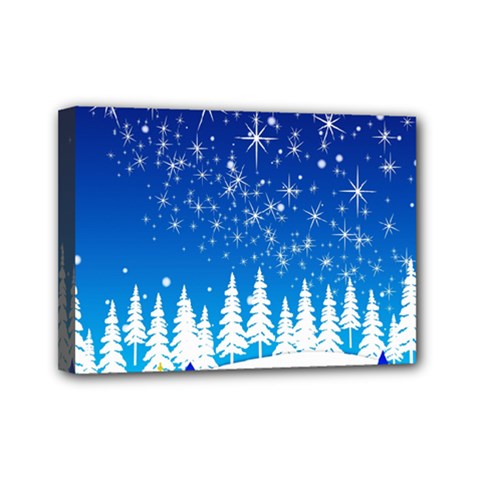 Snowflakes Snowy Landscape Reindeer Mini Canvas 7  X 5  (stretched) by Wegoenart