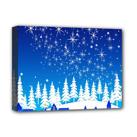 Snowflakes Snowy Landscape Reindeer Deluxe Canvas 16  X 12  (stretched)  by Wegoenart