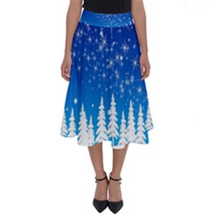 Snowflakes Snowy Landscape Reindeer Perfect Length Midi Skirt by Wegoenart