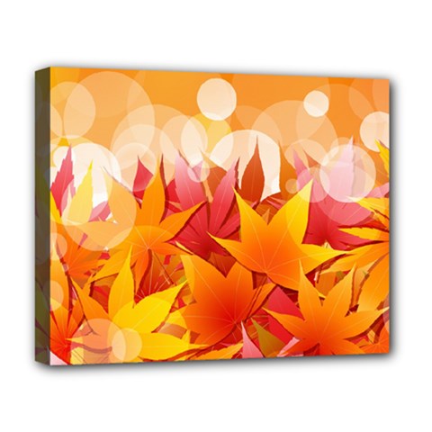 Autumn Background Maple Leaves Bokeh Deluxe Canvas 20  X 16  (stretched) by Wegoenart