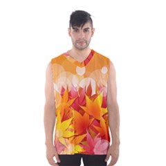 Autumn Background Maple Leaves Bokeh Men s Basketball Tank Top by Wegoenart