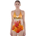 Autumn Background Maple Leaves Bokeh Cut-Out One Piece Swimsuit View1