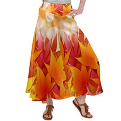 Autumn Background Maple Leaves Bokeh Satin Palazzo Pants