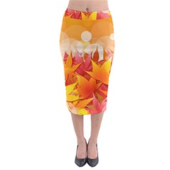 Autumn Background Maple Leaves Bokeh Midi Pencil Skirt by Wegoenart