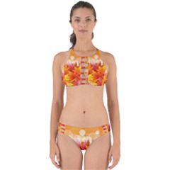 Autumn Background Maple Leaves Bokeh Perfectly Cut Out Bikini Set by Wegoenart