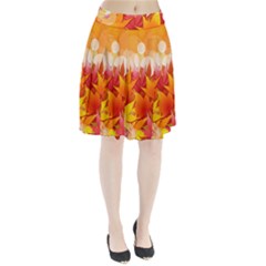 Autumn Background Maple Leaves Bokeh Pleated Skirt by Wegoenart