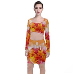 Autumn Background Maple Leaves Bokeh Top And Skirt Sets by Wegoenart