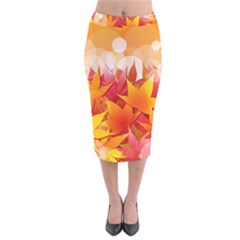 Autumn Background Maple Leaves Bokeh Velvet Midi Pencil Skirt by Wegoenart