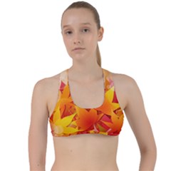 Autumn Background Maple Leaves Bokeh Criss Cross Racerback Sports Bra by Wegoenart