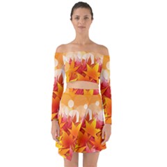 Autumn Background Maple Leaves Bokeh Off Shoulder Top With Skirt Set by Wegoenart