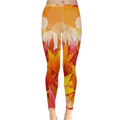 Autumn Background Maple Leaves Bokeh Inside Out Leggings by Wegoenart