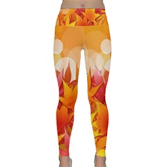 Autumn Background Maple Leaves Bokeh Lightweight Velour Classic Yoga Leggings by Wegoenart