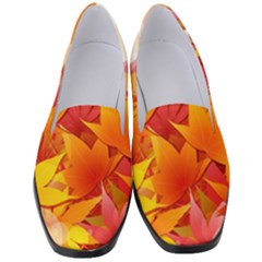 Autumn Background Maple Leaves Bokeh Women s Classic Loafer Heels by Wegoenart